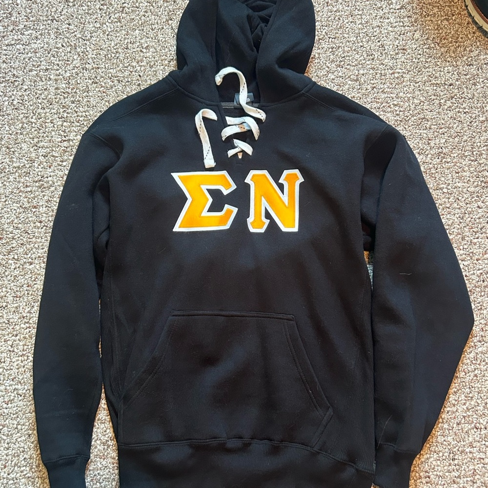 J. America Black Hoodie with Gold Sigma Nu Design